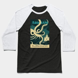 Arkham. Vintage Lovecraftian Travel Poster Baseball T-Shirt